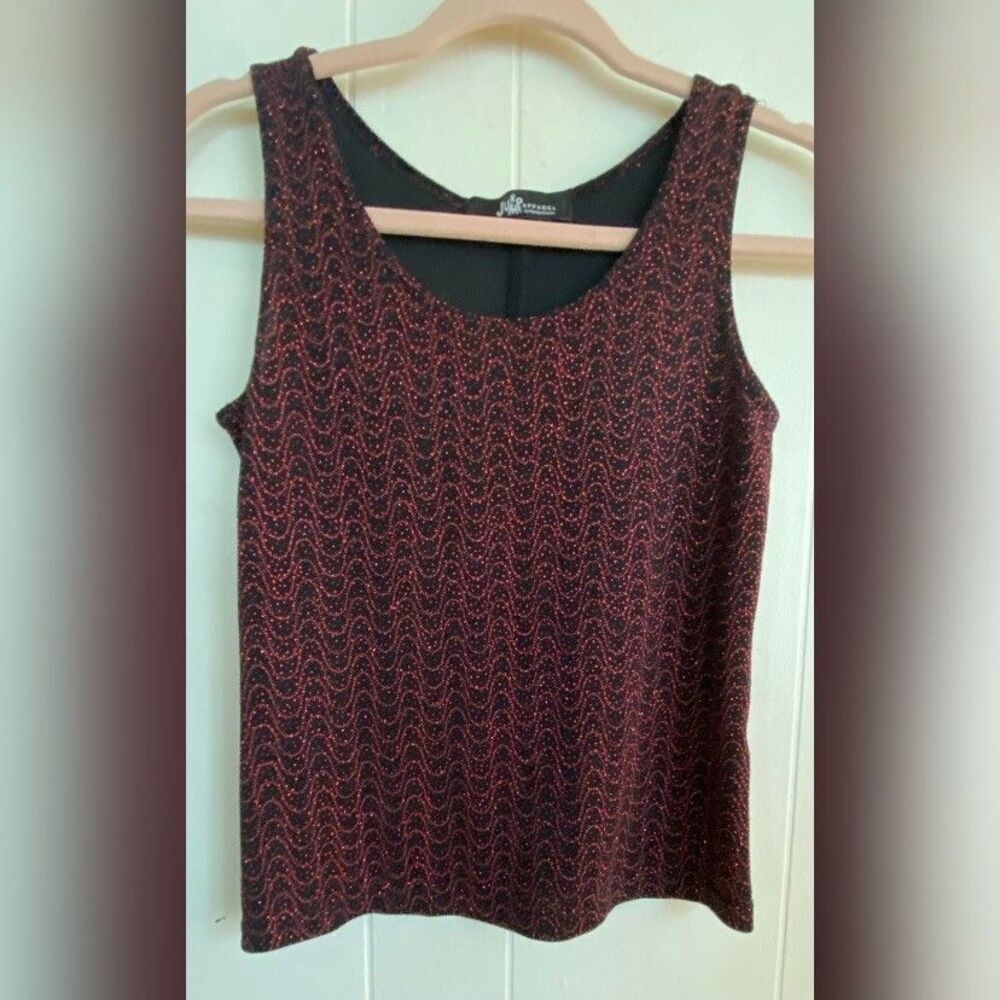 Jump Tank Top Women’s Medium Black Maroon Pink Sparkly Sequins Stretch
